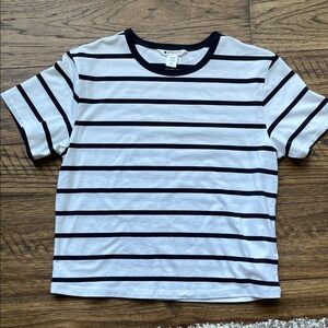 Athleta Navy and White Striped Crop Top